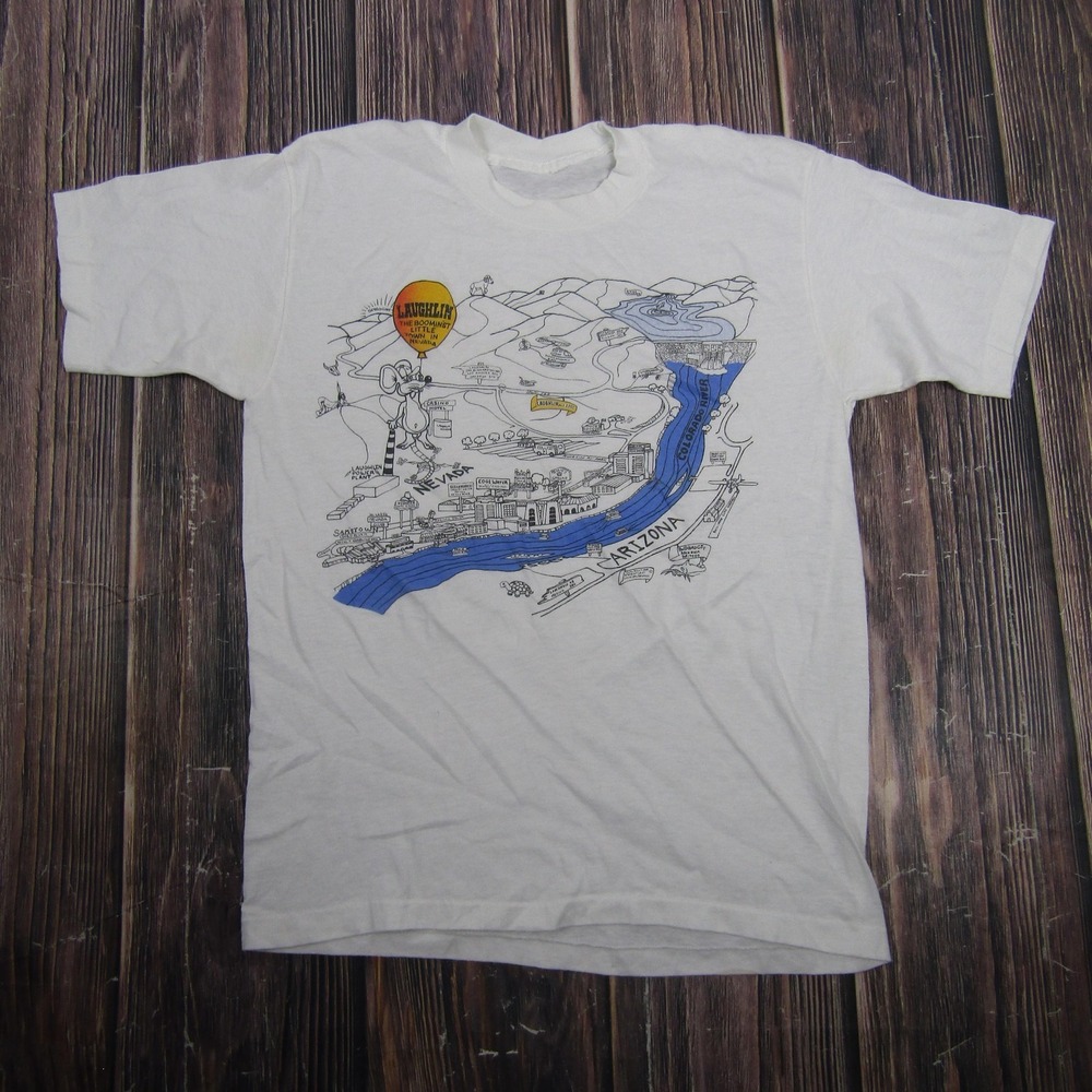 Vintage Laughlin Nevada Arizona Map Shirt Mens Medium White‎ Travel Graphic Tee